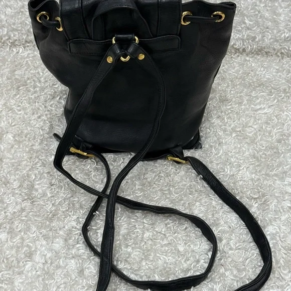 MCM Black Leather Backpack with Gold Accents - Picture 6 of 15